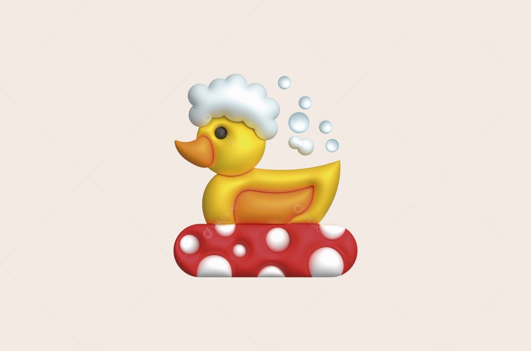 Pintinho de Banho Ilustração 3D Vetor EPS