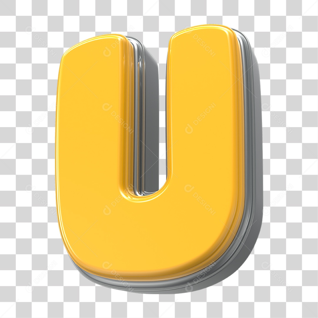 Elemento 3D Alfabeto Letra U PNG Transparente