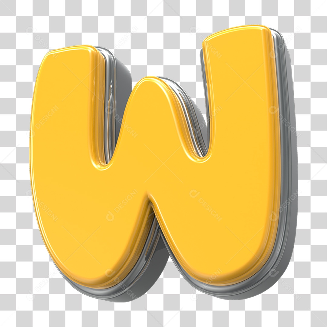 Elemento 3D Alfabeto Letra W PNG Transparente