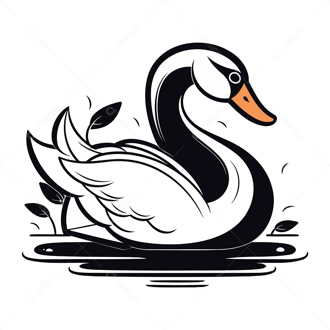 Cisne de Desenho Animado Ilustração Vetor EPS