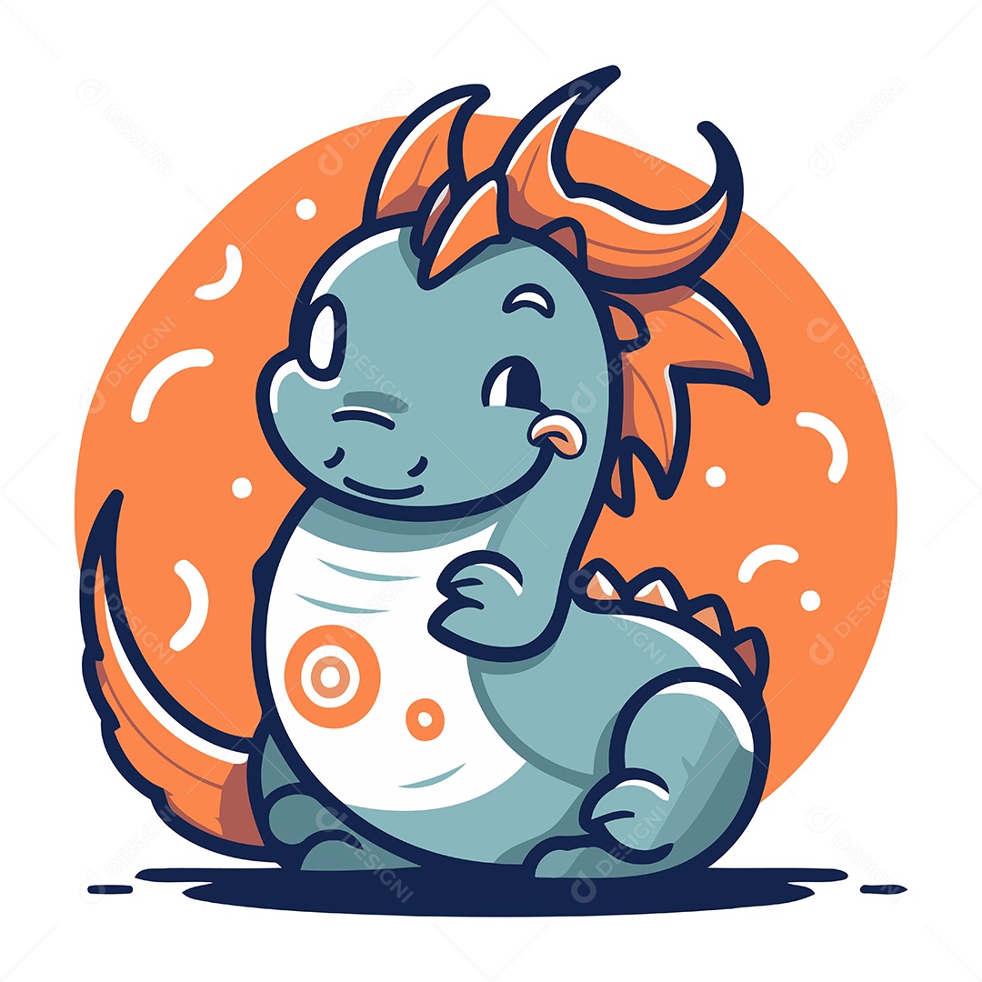 Dragão Fofo de Desenho Animado Ilustração Vetor EPS