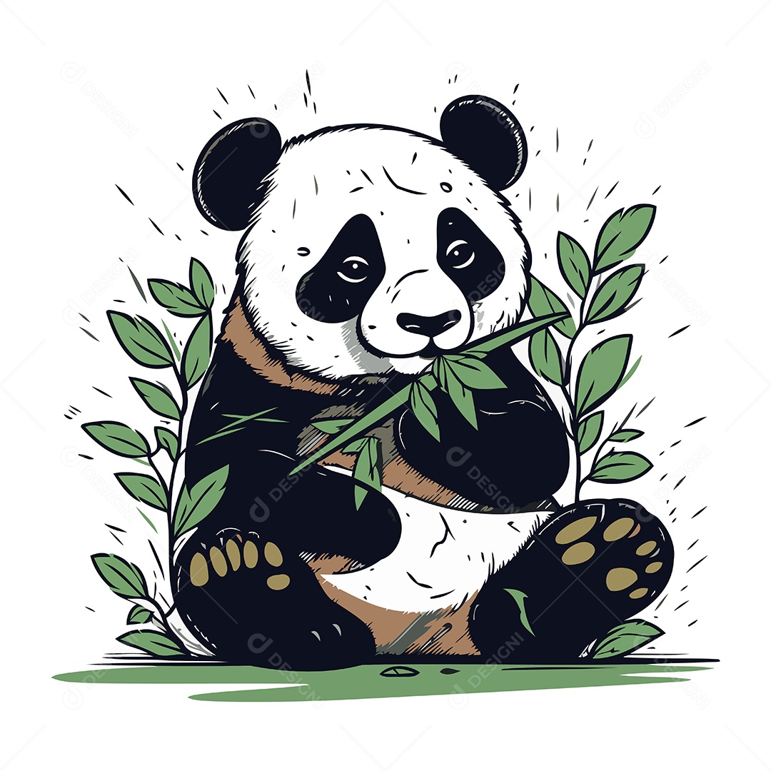 Panda Fofo de Desenho Animado Ilustração Vetor EPS