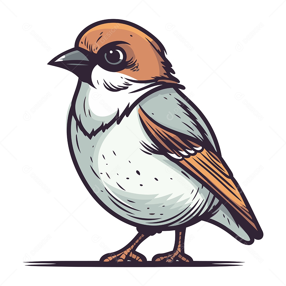 Pássaro Pardal Desenho Animado Ilustração Vetor EPS