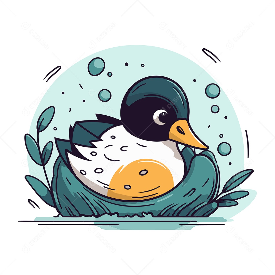 Pato em um Ninho Ilustração Vetor EPS