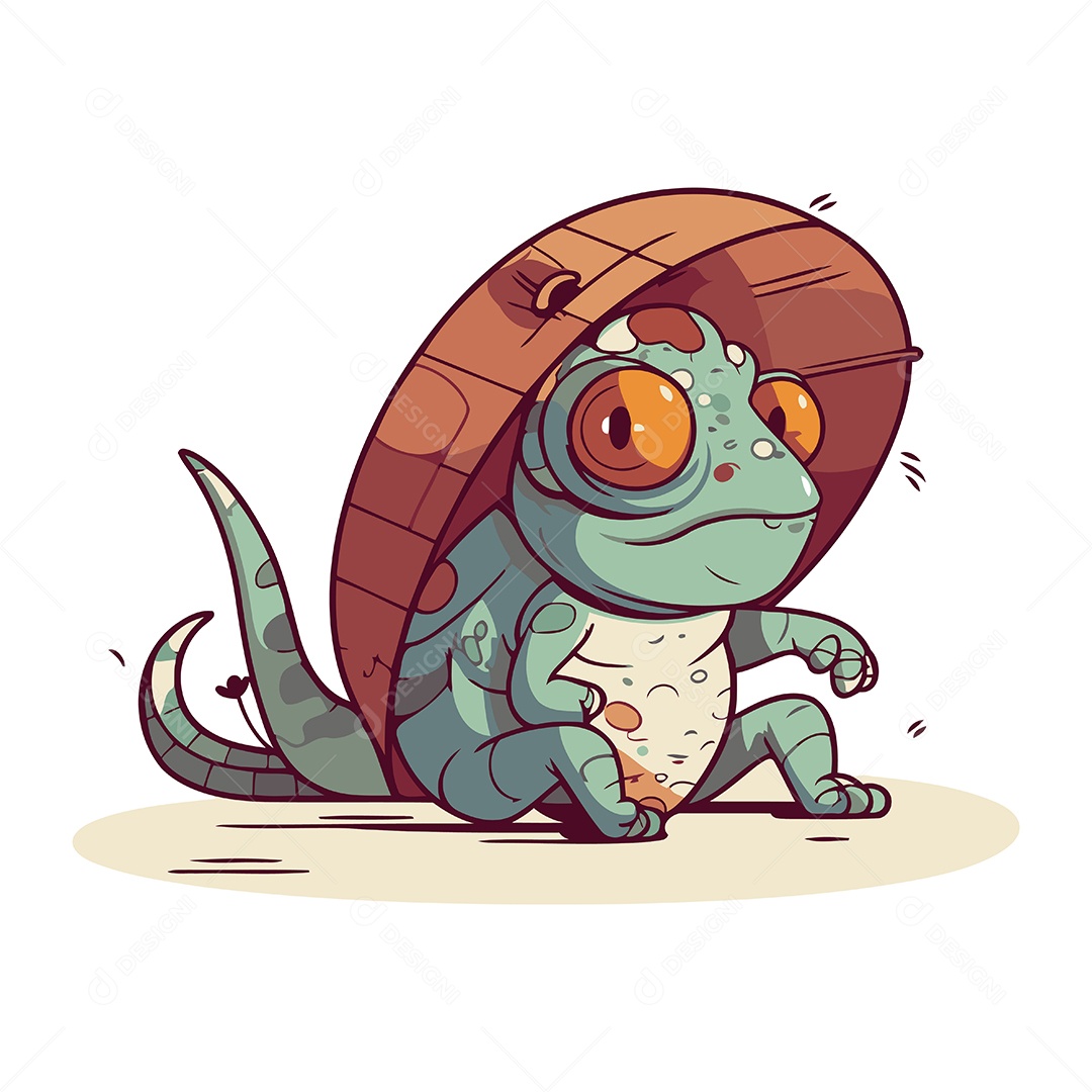 Iguana Fofa de Desenho Animado Ilustração Vetor EPS