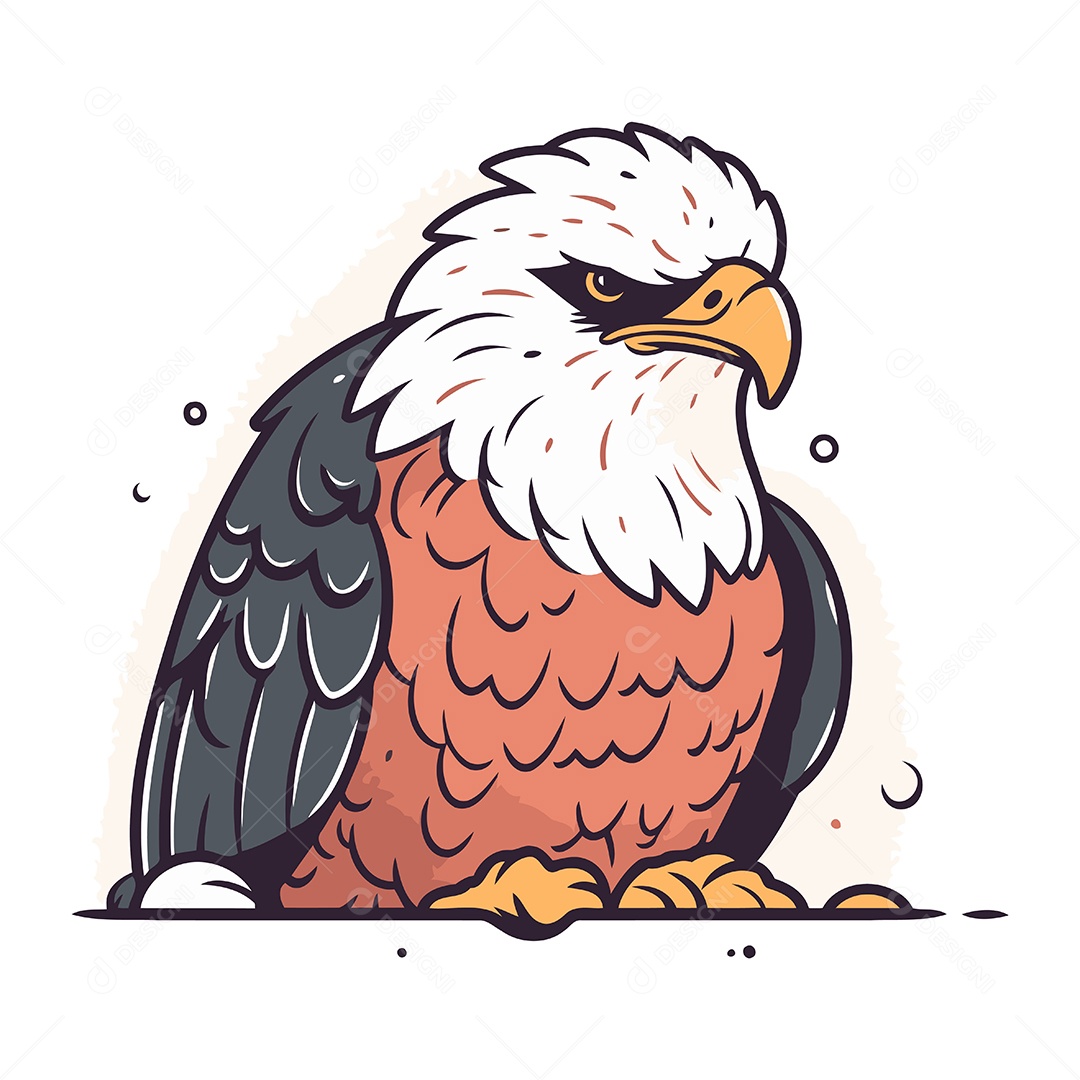 Águia Careca de Desenho Animado Ilustração Vetor EPS