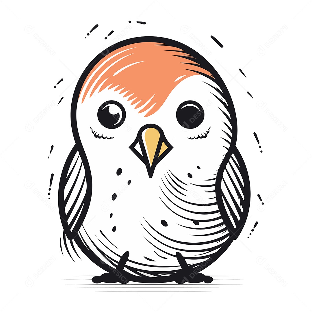 Passarinho Fofo de Desenho Animado Ilustração Vetor EPS