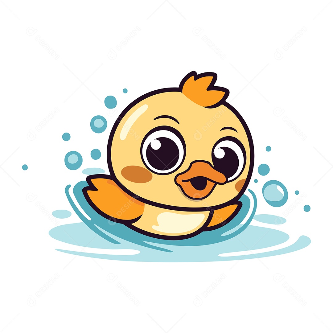 Pato Fofo de Desenho Animado Ilustração Vetor EPS