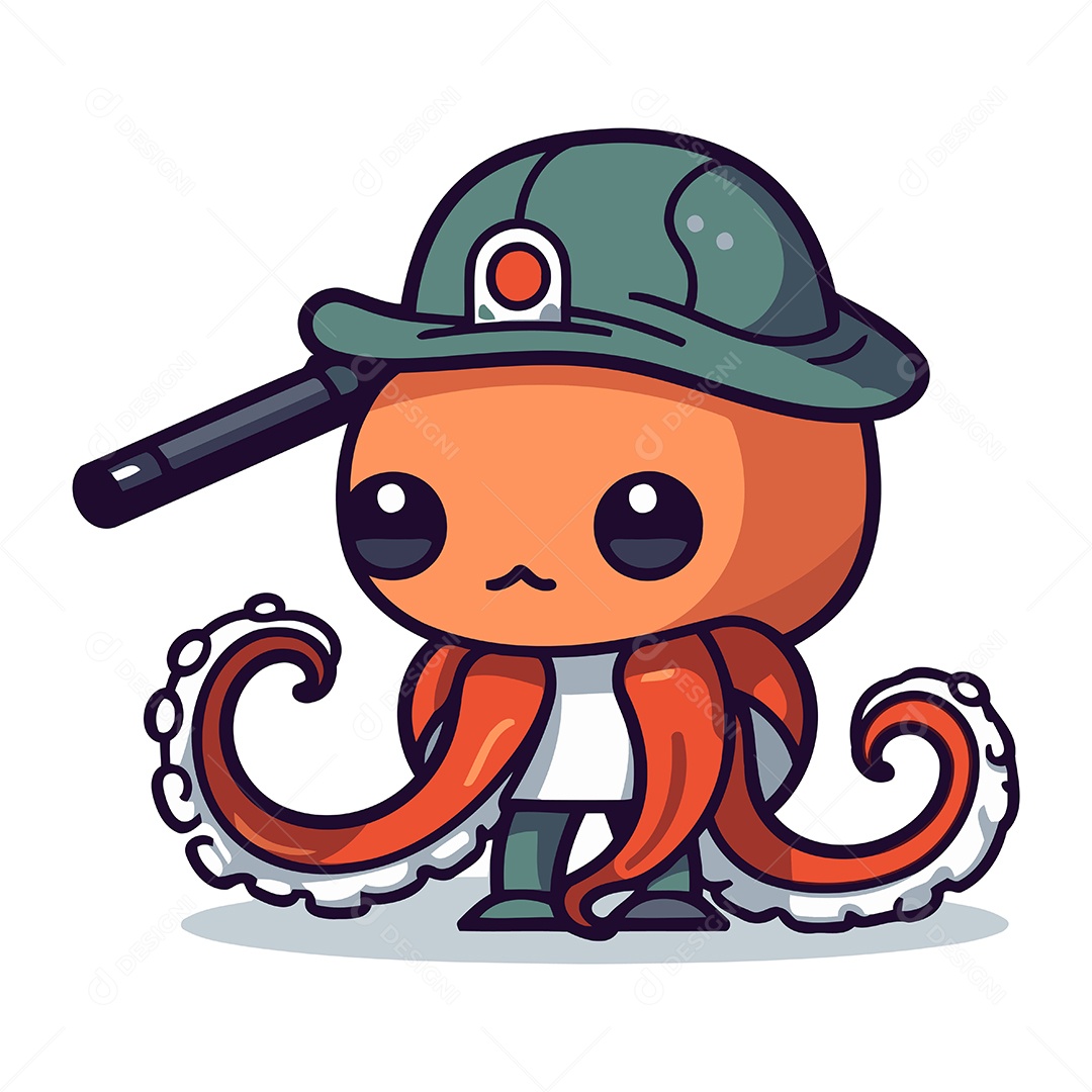 Detetive Polvo de Desenho Animado Ilustração Vetor EPS