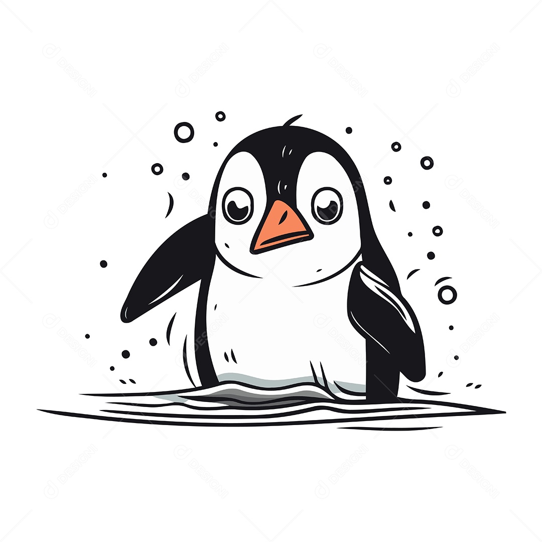 Pinguim de Desenho Animado Ilustração Vetor EPS