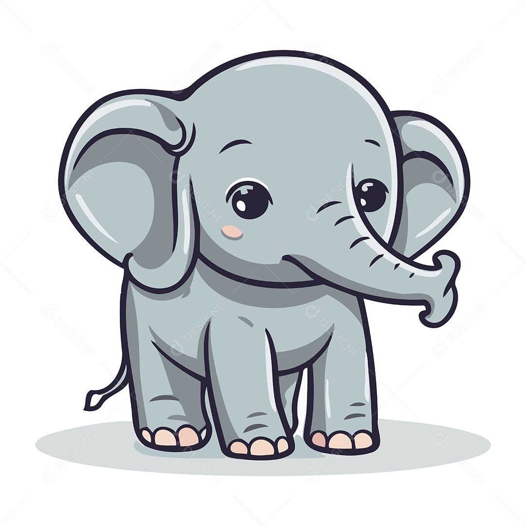 Elefante Fofo de Desenho Animado Ilustração Vetor EPS