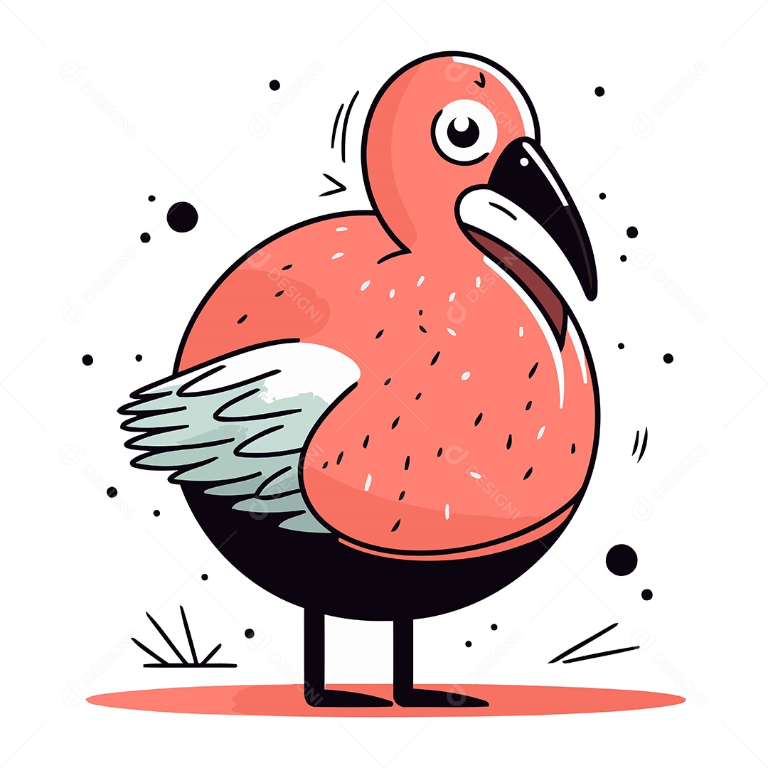 Flamingo de Desenho Animado Ilustração Vetor EPS