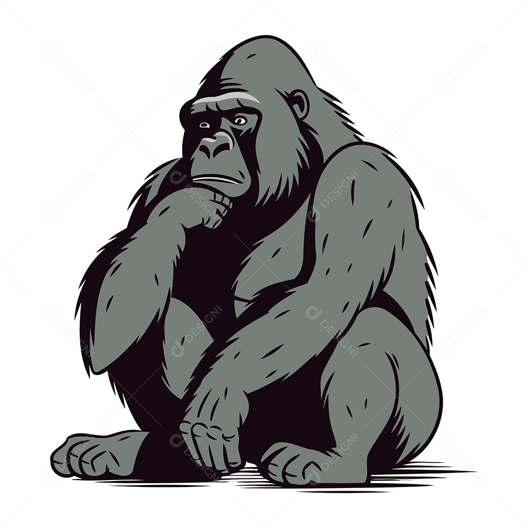 Gorila de Desenho Animado Ilustração Vetor EPS