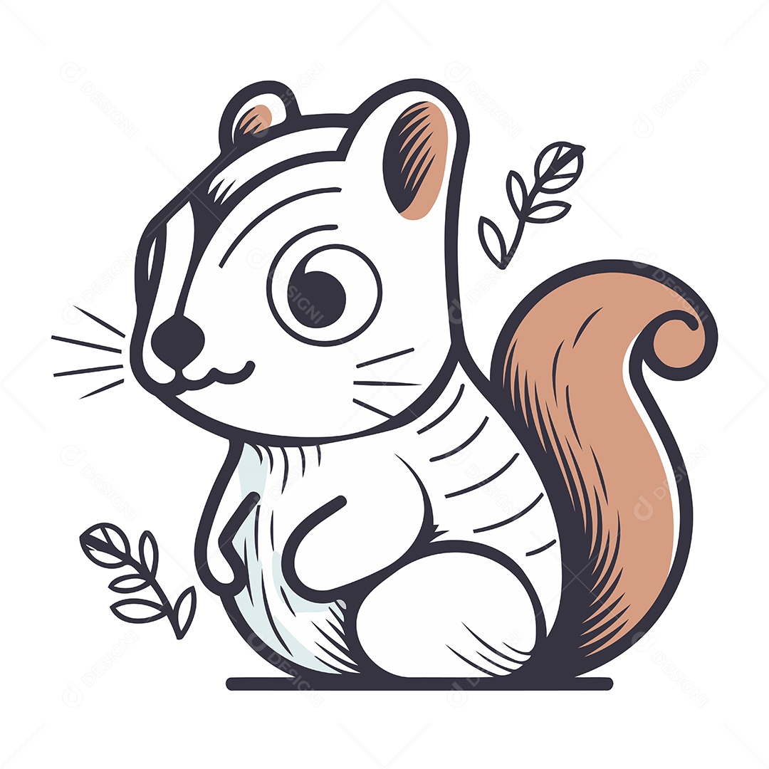 Esquilo Fofo de Desenho Animado Ilustração Vetor EPS