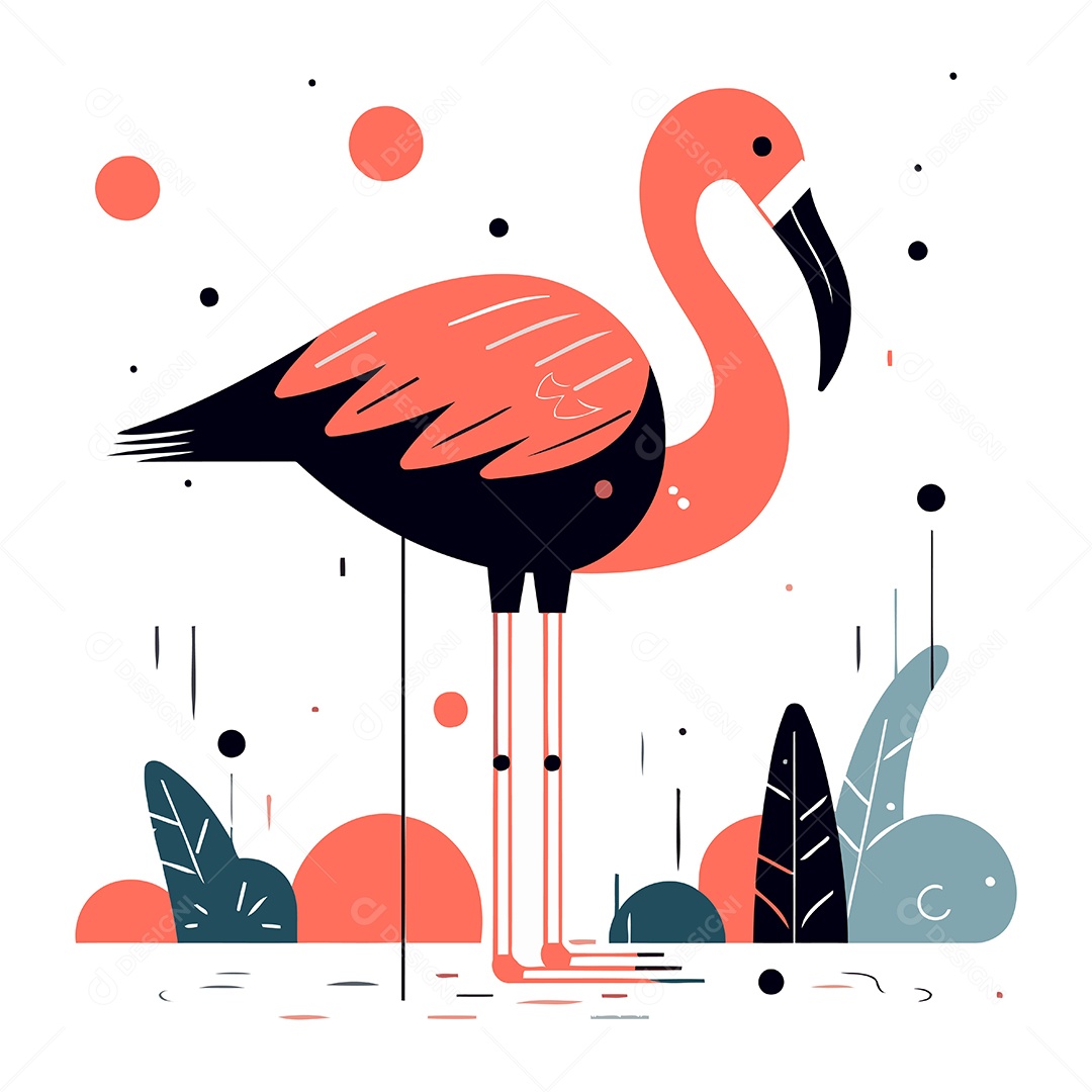 Flamingo de Desenho Animado Ilustração Vetor EPS