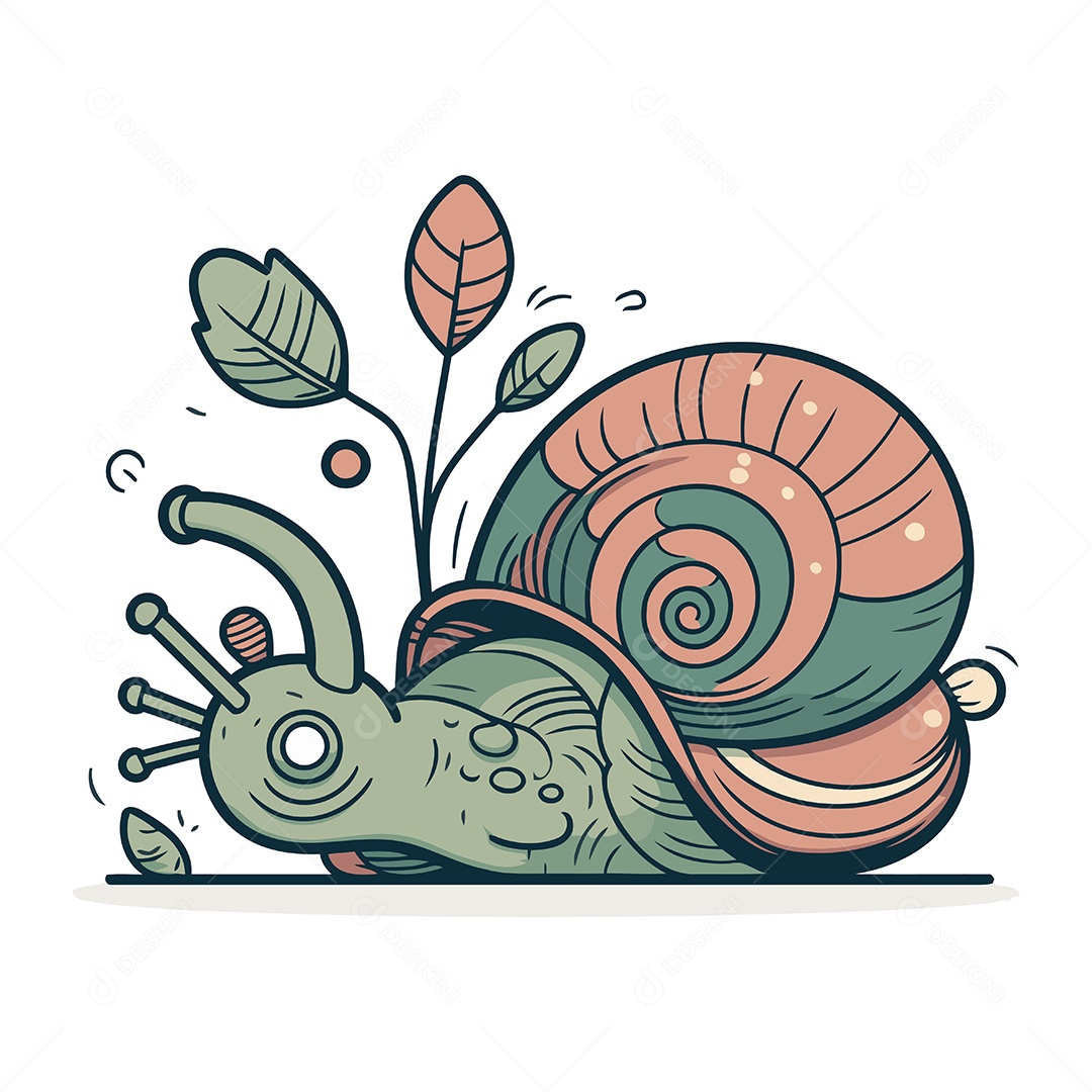 Caracol de Desenho Animado Ilustração Vetor EPS