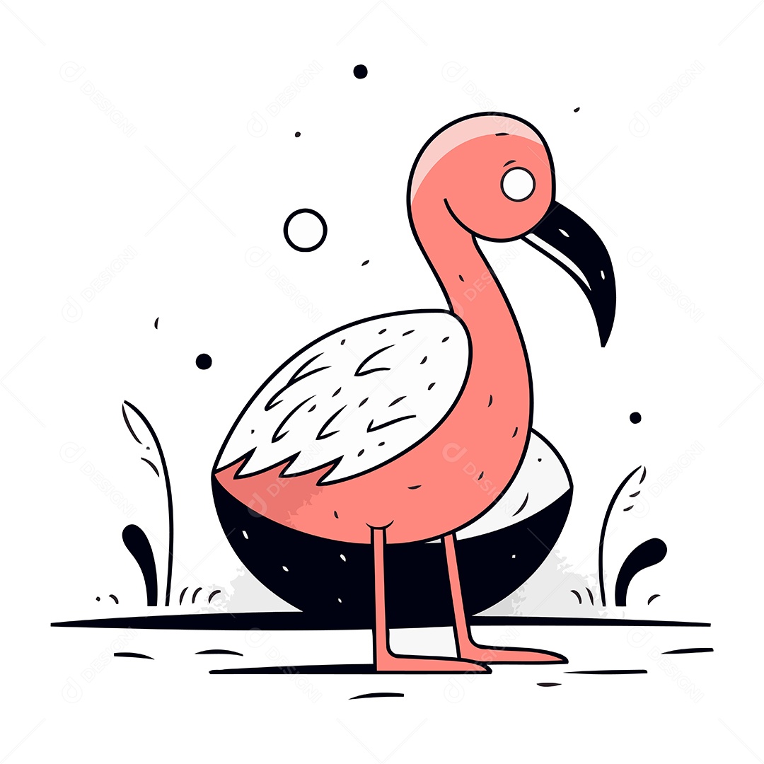 Flamingo de Desenho Animado Ilustração Vetor EPS