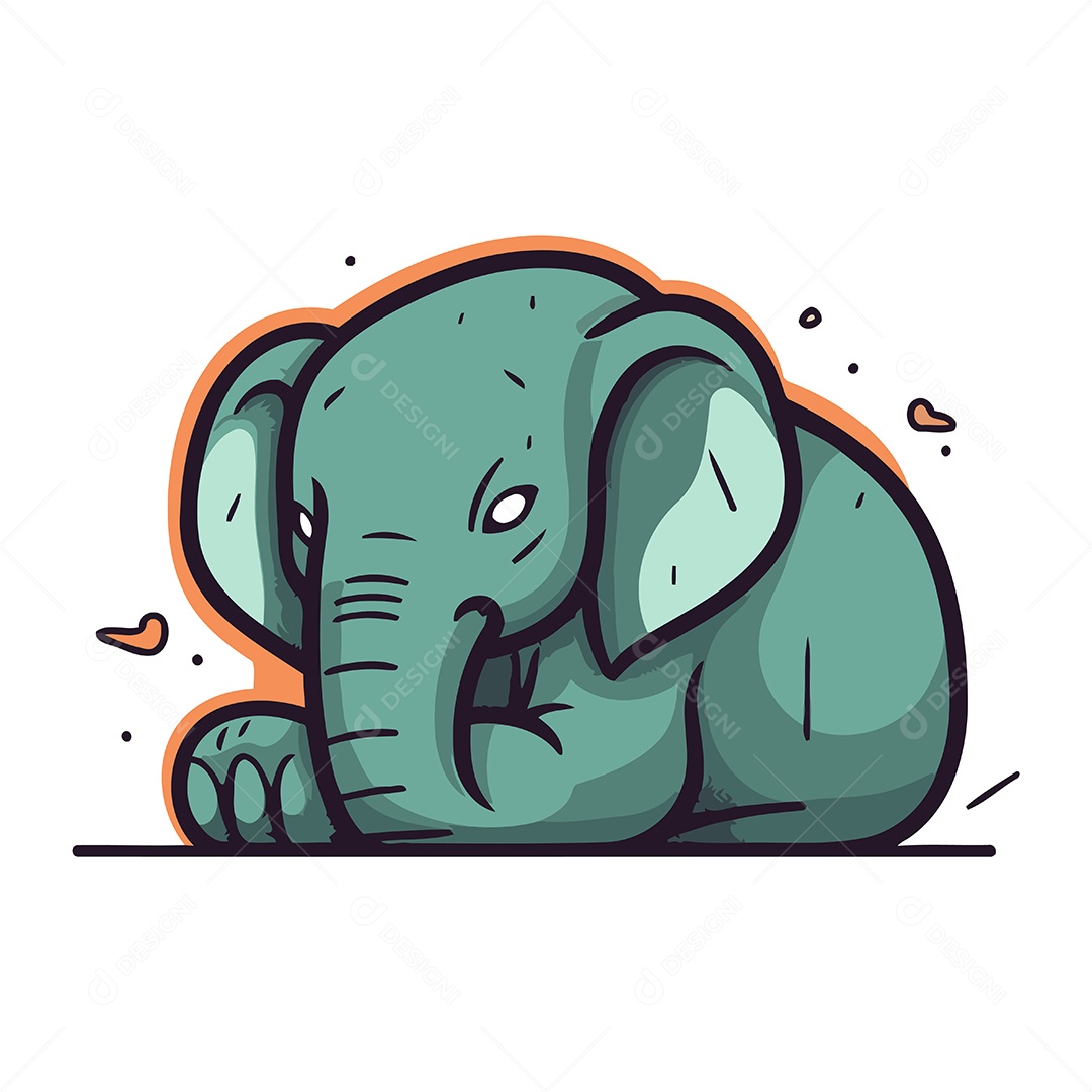 Elefante de Desenho Animado Ilustração Vetor EPS