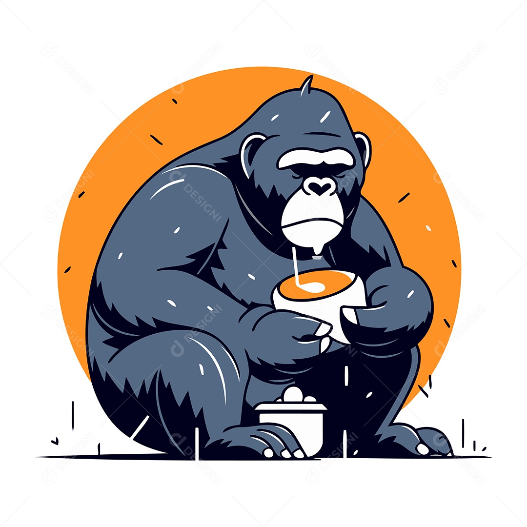Gorila de Desenho Animado Ilustração Vetor EPS