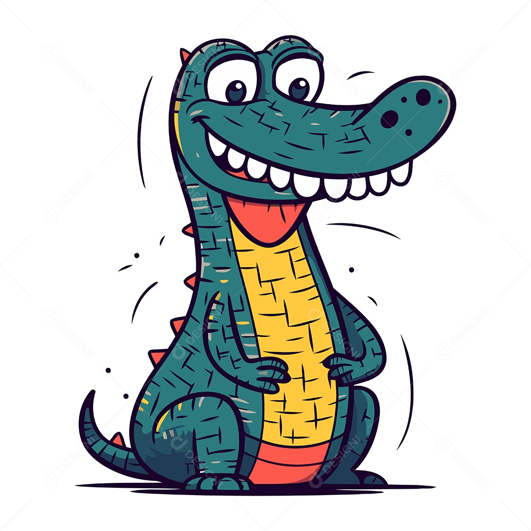Crocodilo de Desenho Animado Ilustração Vetor EPS