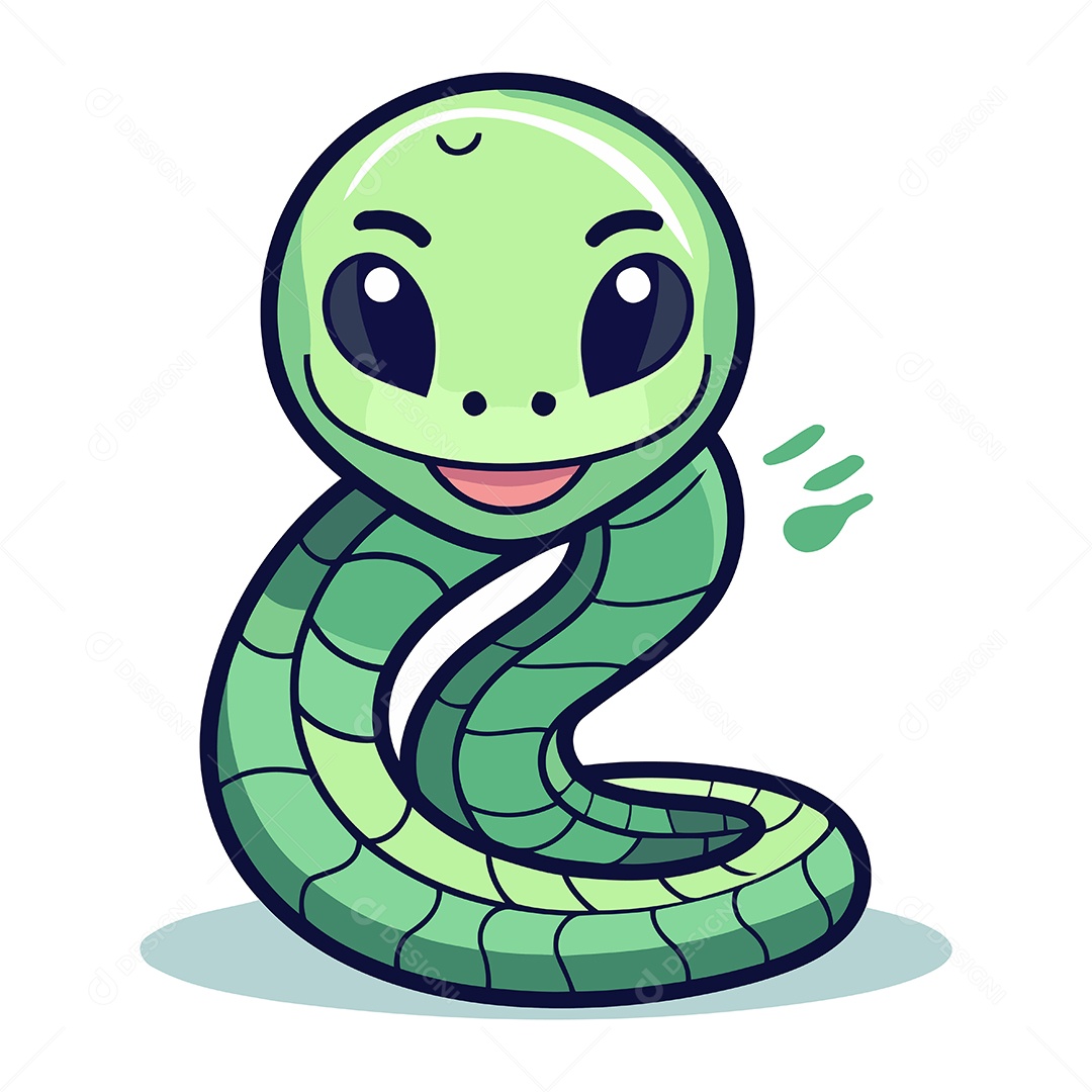 Cobra Fofa de Desenho Animado Ilustração Vetor EPS