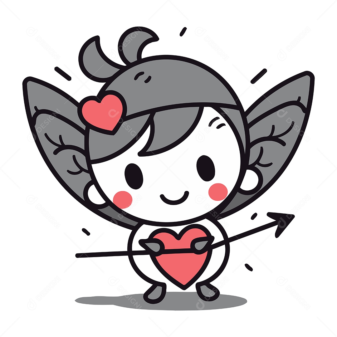 Anjo Cupido de Desenho Animado Ilustração Vetor EPS