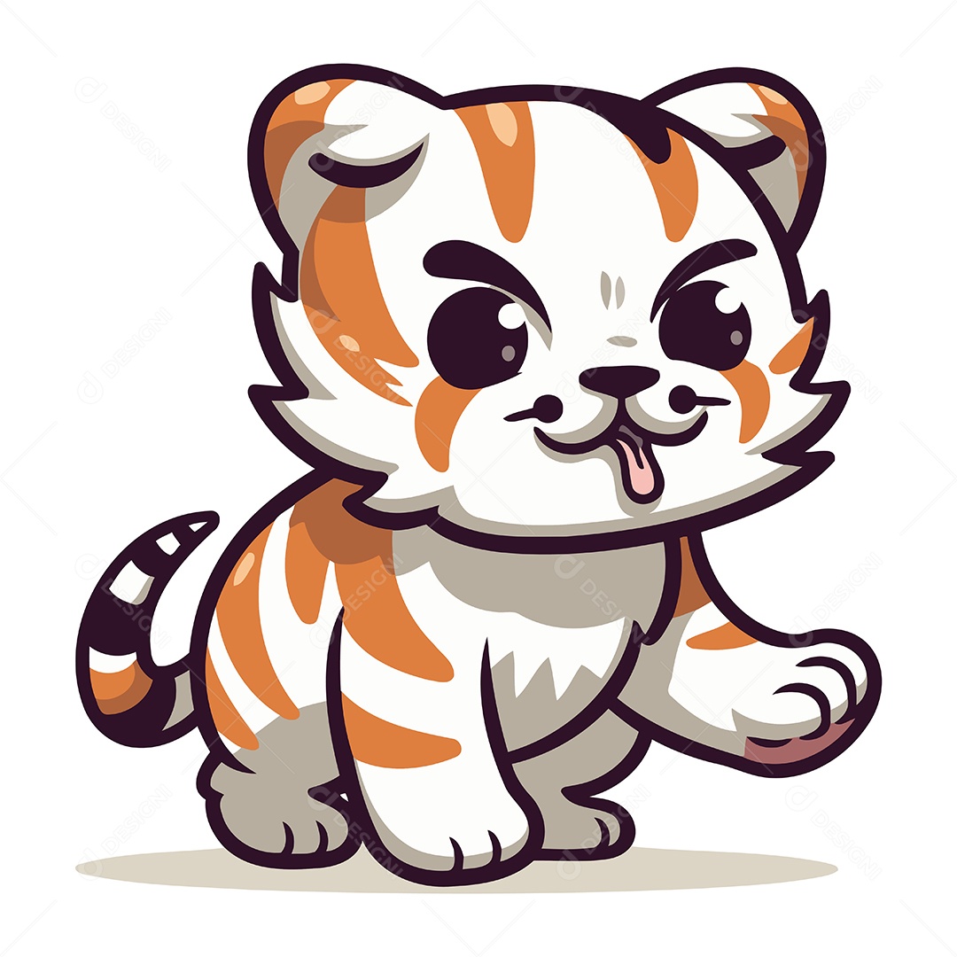Tigre de Desenho Animado Ilustração Vetor EPS