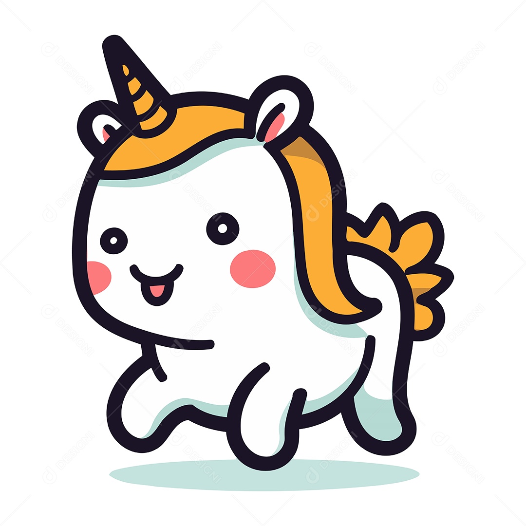 Unicórnio Fofo de Desenho Animado Ilustração Vetor EPS