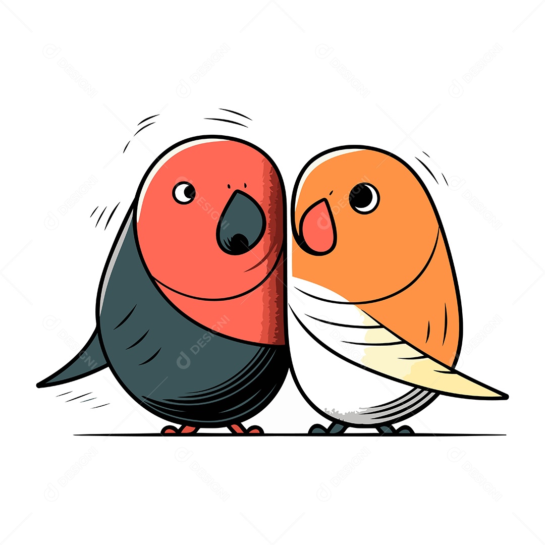 Casal de Papagaios Desenho Animado Ilustração Vetor EPS