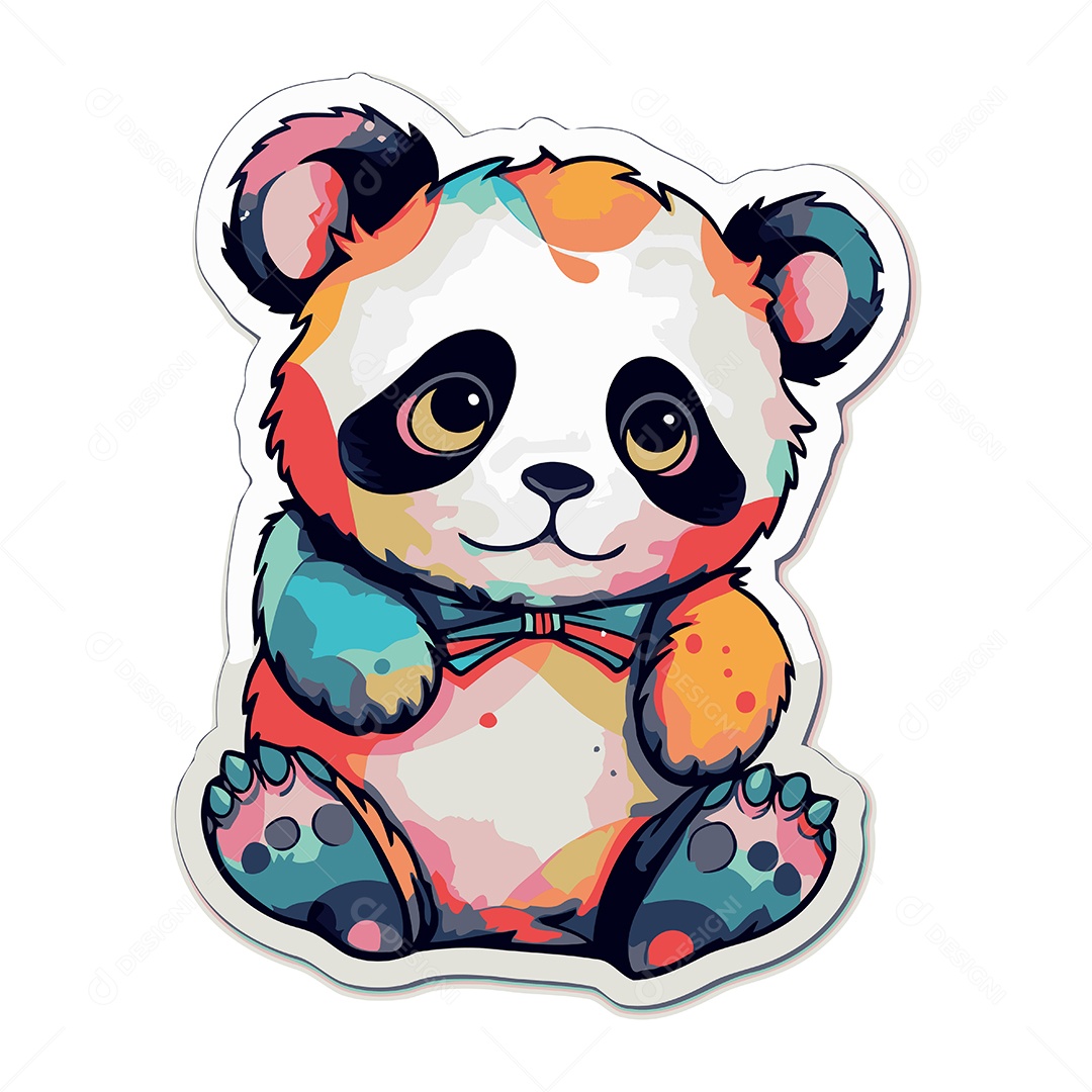 Adesivo Fofo de Panda Ilustração Vetor EPS