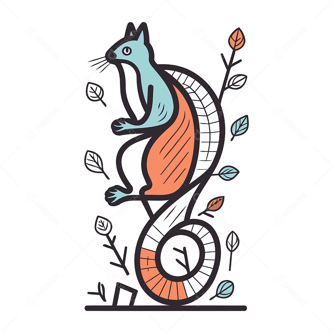 Esquilo de Desenho Animado Ilustração Vetor EPS