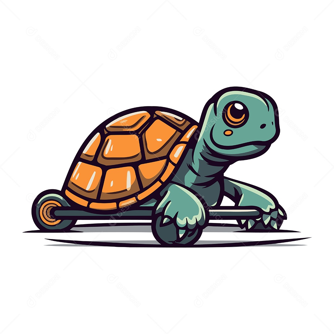 Tartaruga de Desenho Animado Ilustração Vetor EPS