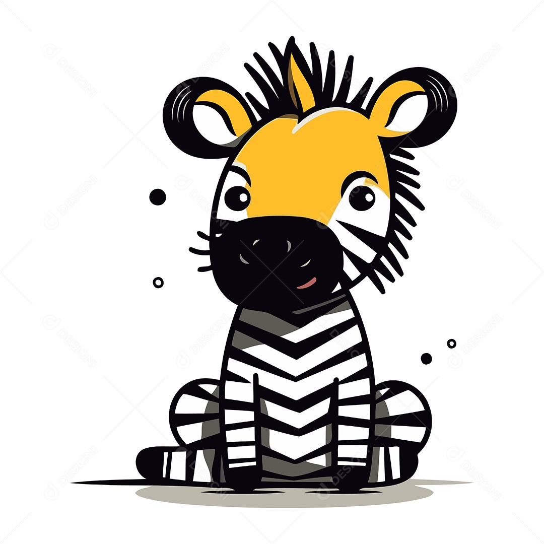 Zebra Fofa de Desenho Animado Ilustração Vetor EPS