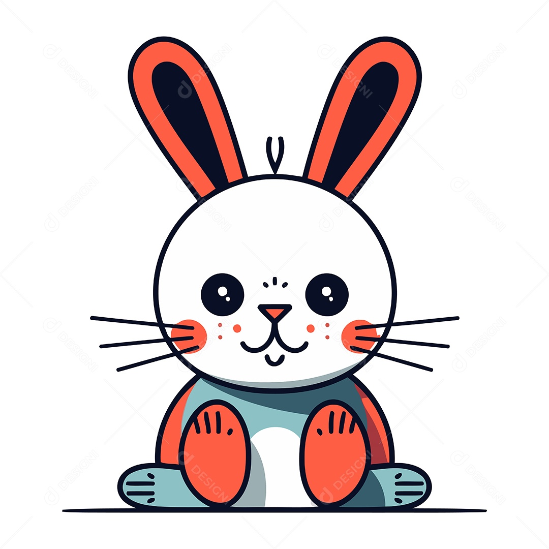 Coelho Fofo de Desenho Animado Ilustração Vetor EPS