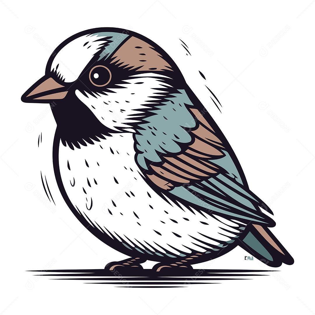 Pássaro Chapim Desenho Animado Ilustração Vetor EPS