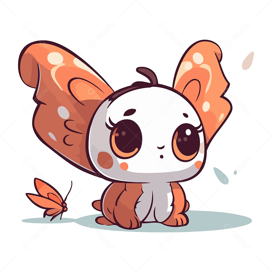 Borboleta Fofa de Desenho Animado Ilustração Vetor EPS