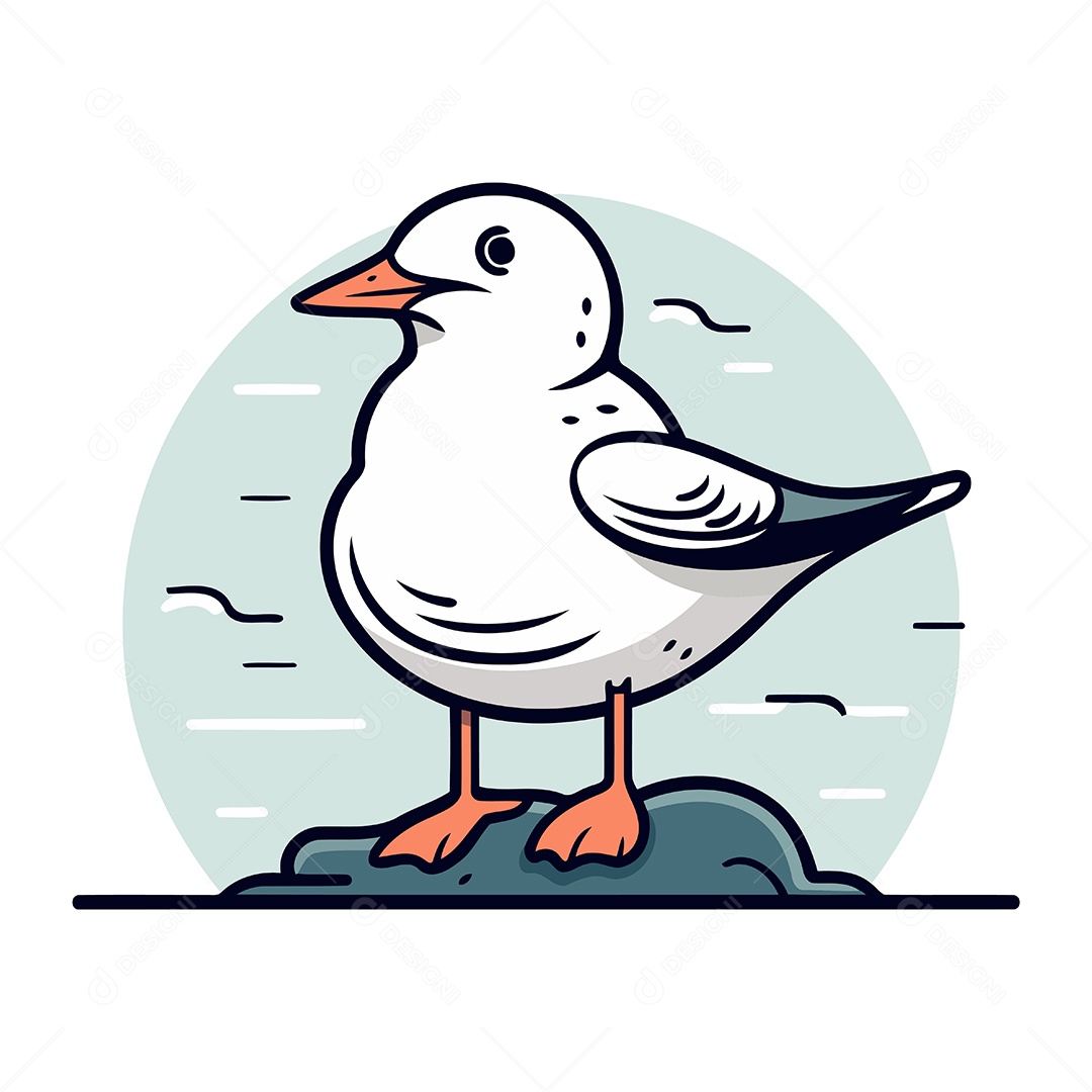 Gaivota de Desenho Animado Ilustração Vetor EPS