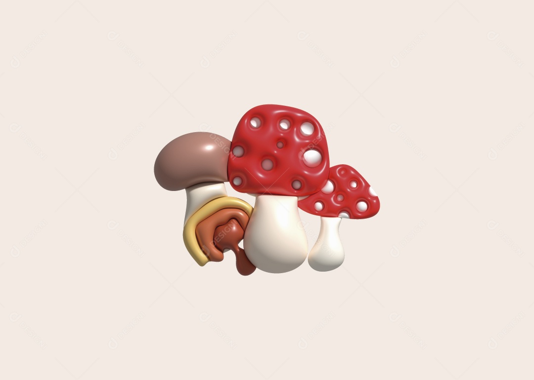 Cogumelo Ilustração 3D Vetor EPS