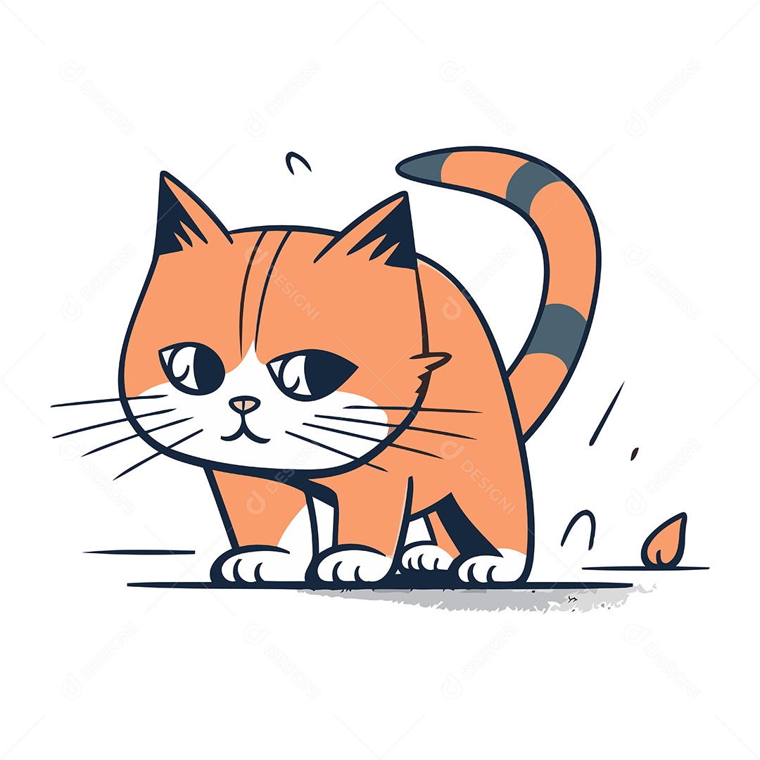 Gato Fofo de Desenho Animado Ilustração Vetor EPS