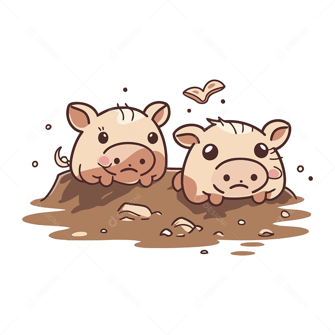 Porquinhos Fofo de Desenho Animado Ilustração Vetor EPS