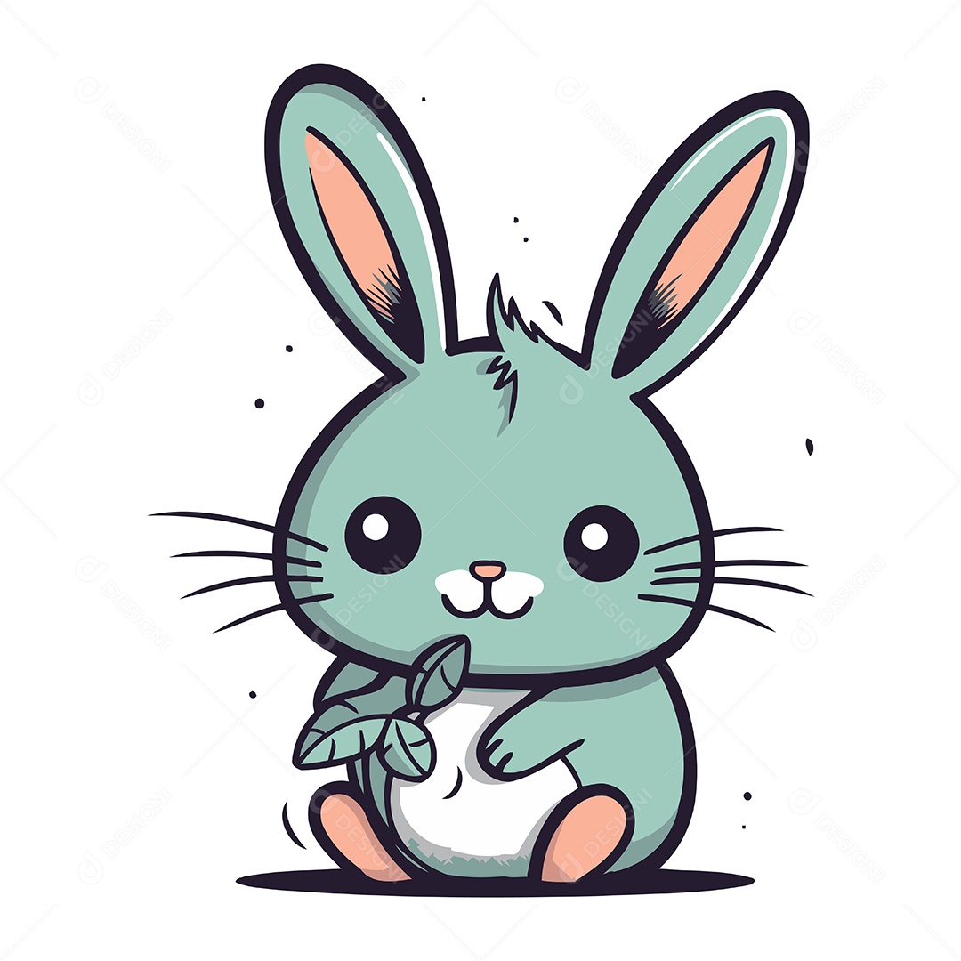 Coelho Fofo de Desenho Animado Ilustração Vetor EPS