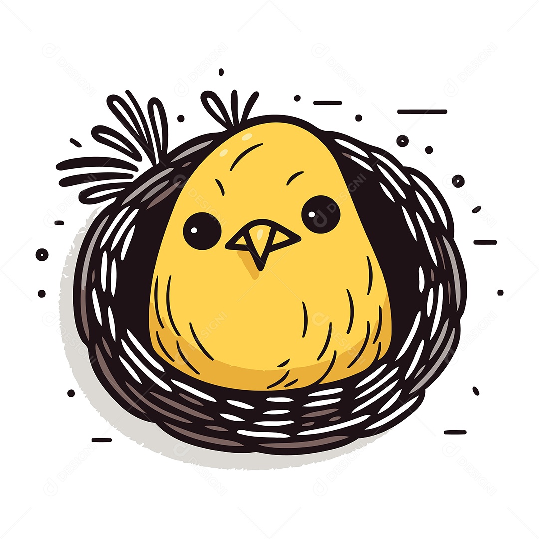 Pintinho Fofo de Desenho Animado Ilustração Vetor EPS