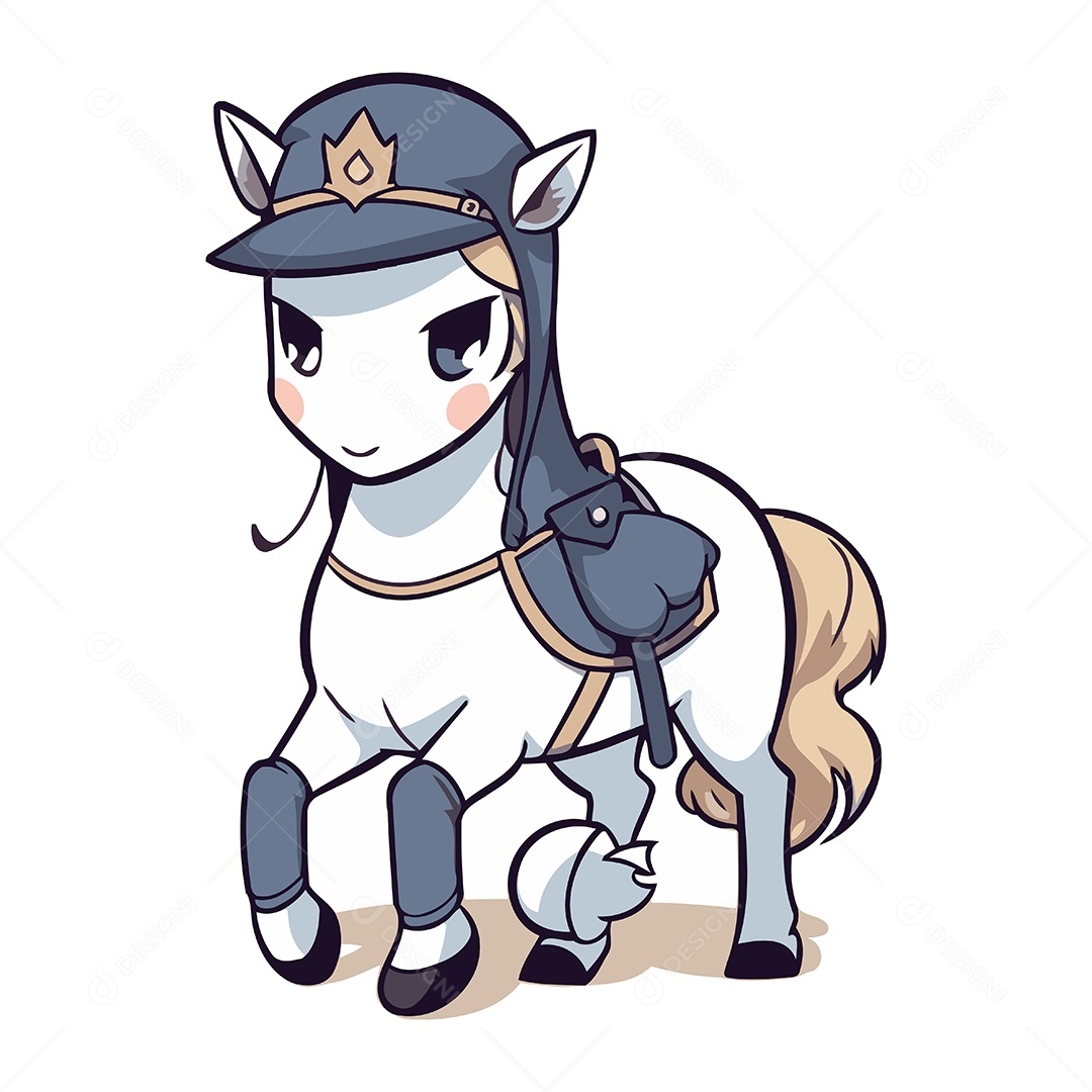 Cavalo Fofo de Desenho Animado Ilustração Vetor EPS