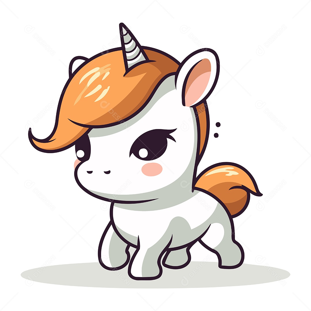 Unicórnio Fofo de Desenho Animado Ilustração Vetor EPS