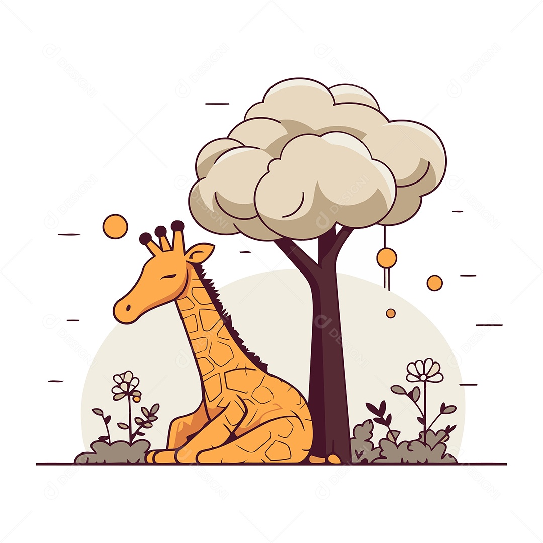 Girafa de Desenho Animado Ilustração Vetor EPS