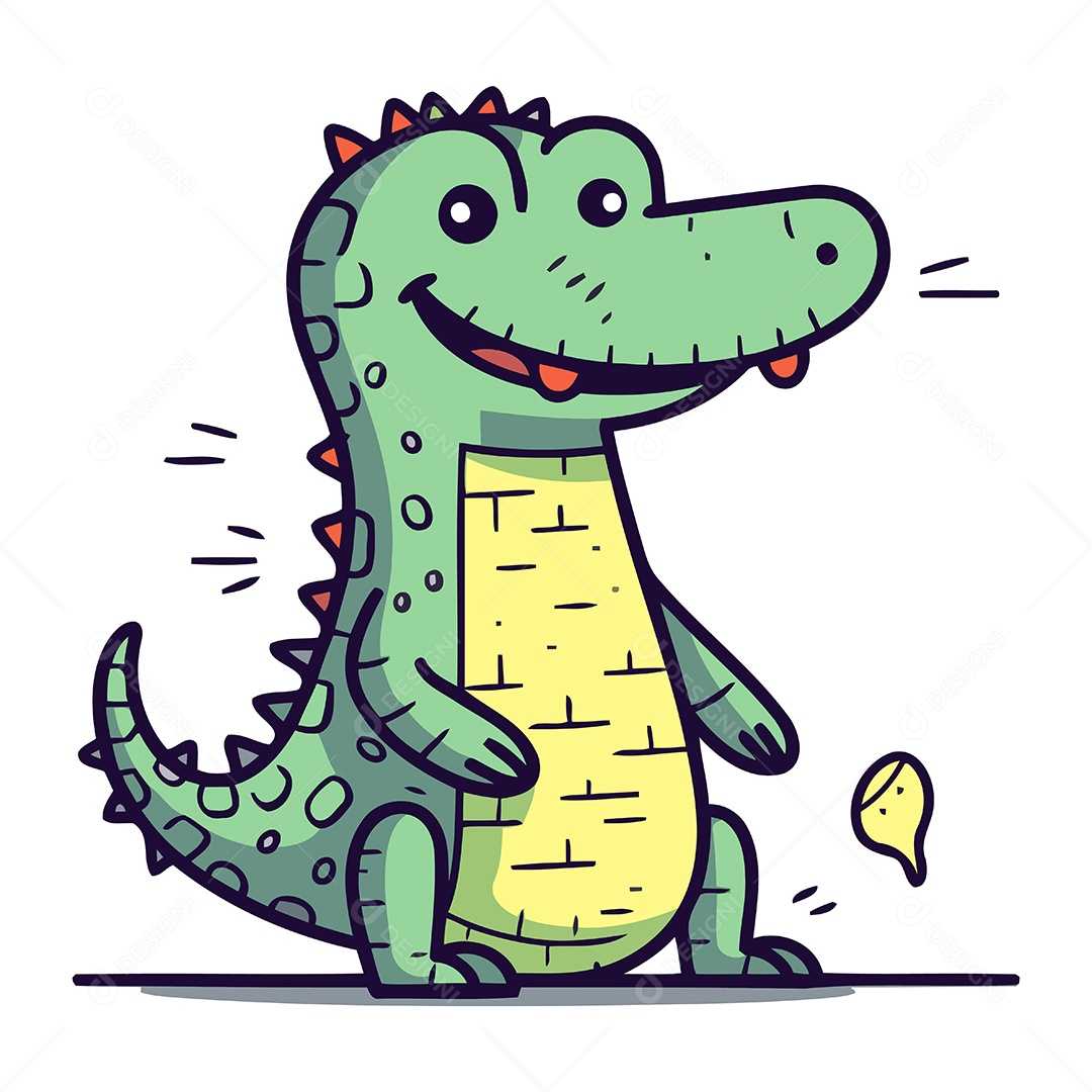 Crocodilo Fofo de Desenho Animado Ilustração Vetor EPS