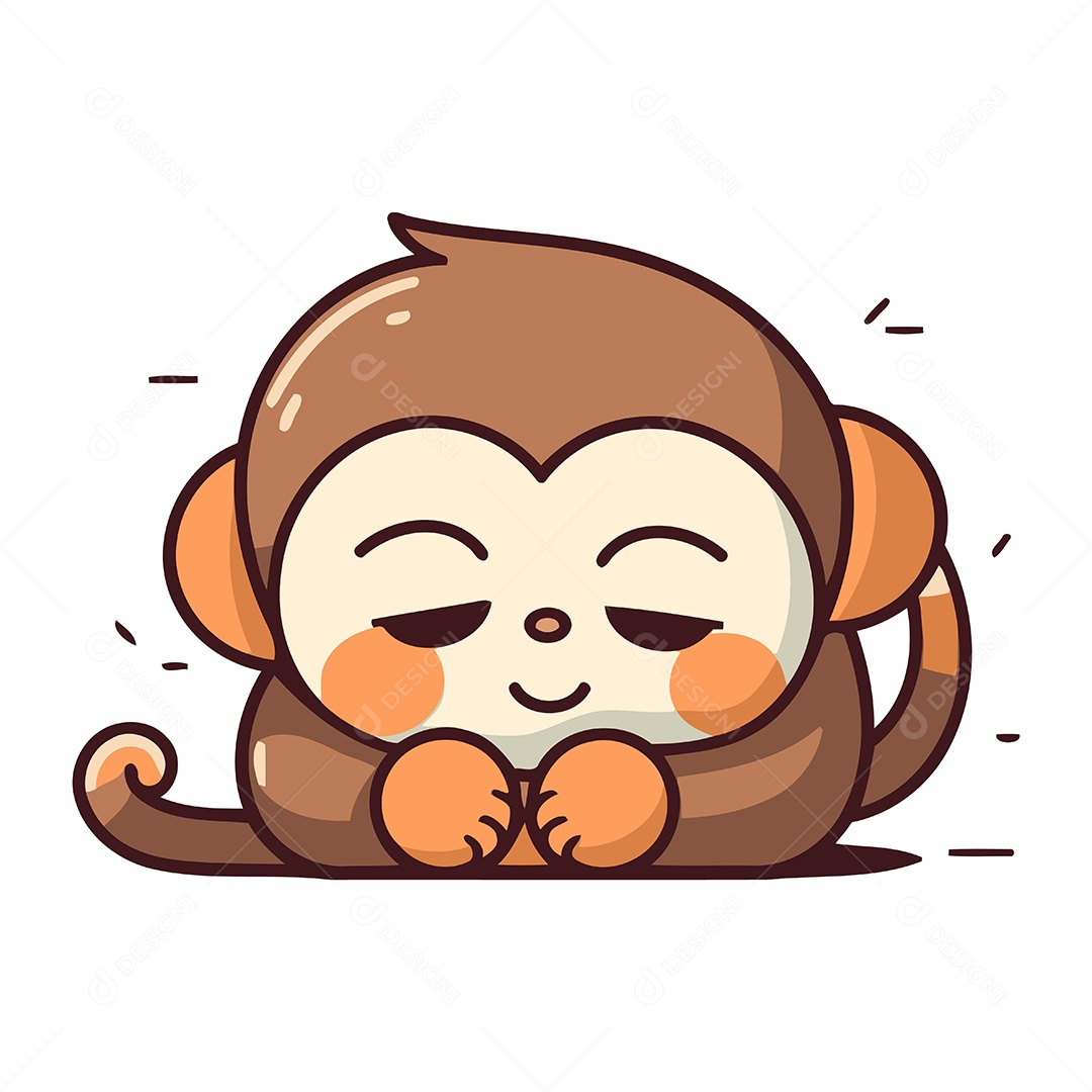 Macaco Fofo de Desenho Animado Ilustração Vetor EPS