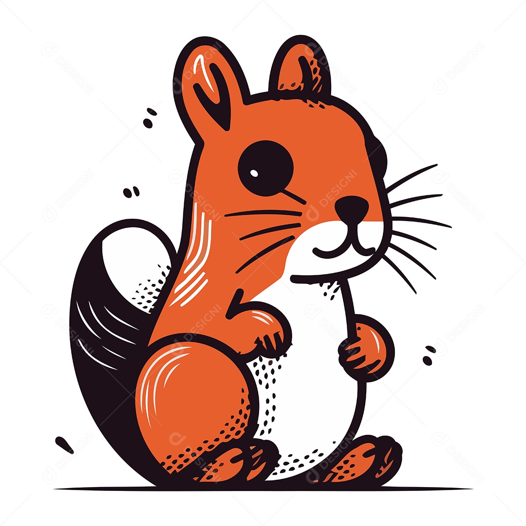 Esquilo Fofo de Desenho Animado Ilustração Vetor EPS