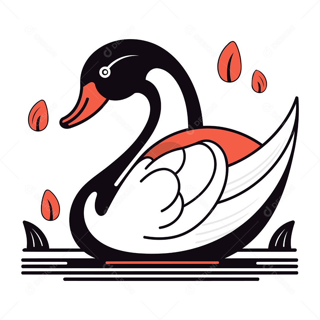 Cisne de Desenho Animado Ilustração Vetor EPS