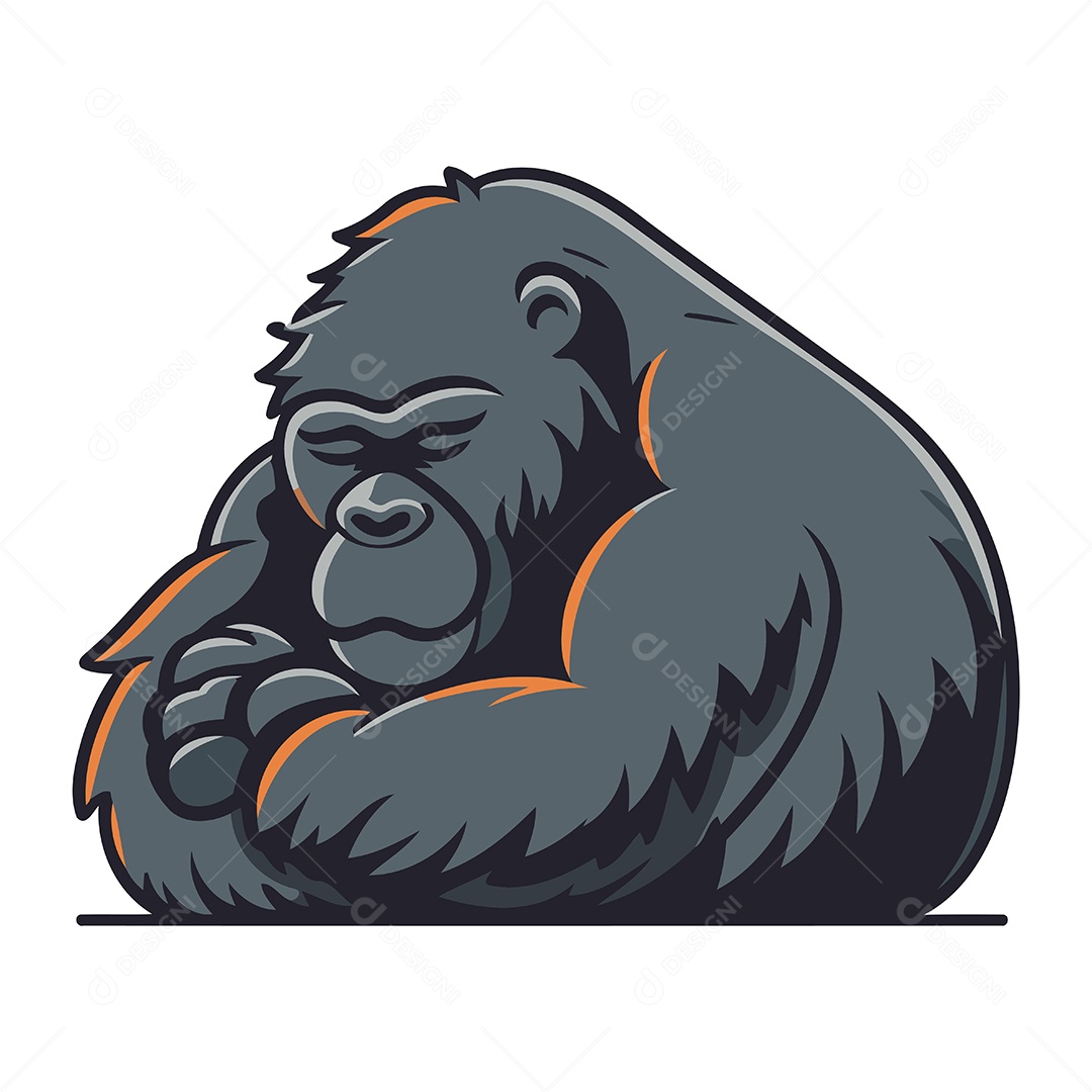 Gorila de Desenho Animado Ilustração Vetor EPS